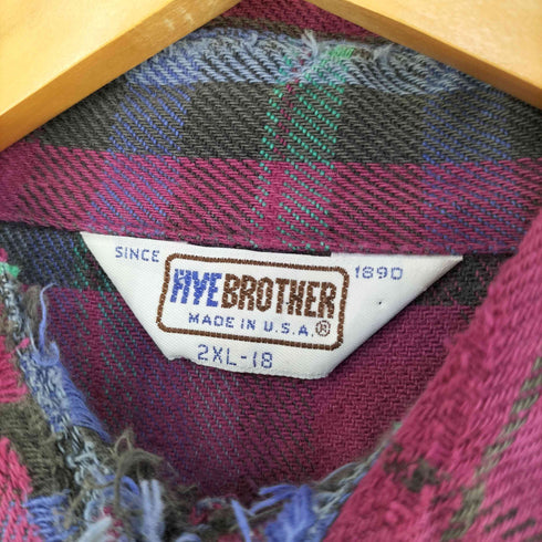 ファイブブラザー FIVE BROTHER 70-80s USA製 三角タグ チェック ネルシャツ メンズ  2XL